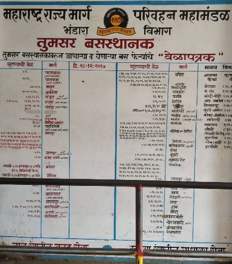 tumsar bus stand time table